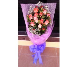 V2.2~ 12 PCS PINK ROSES BOUQUET